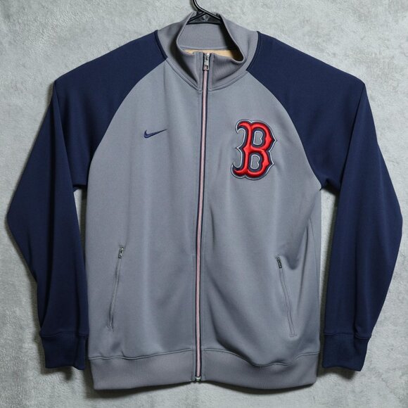 Boston Red Sox Nike Jacket Mens Large Gray Blue Red Full Zip MLB Baseball Moc - Picture 1 of 11